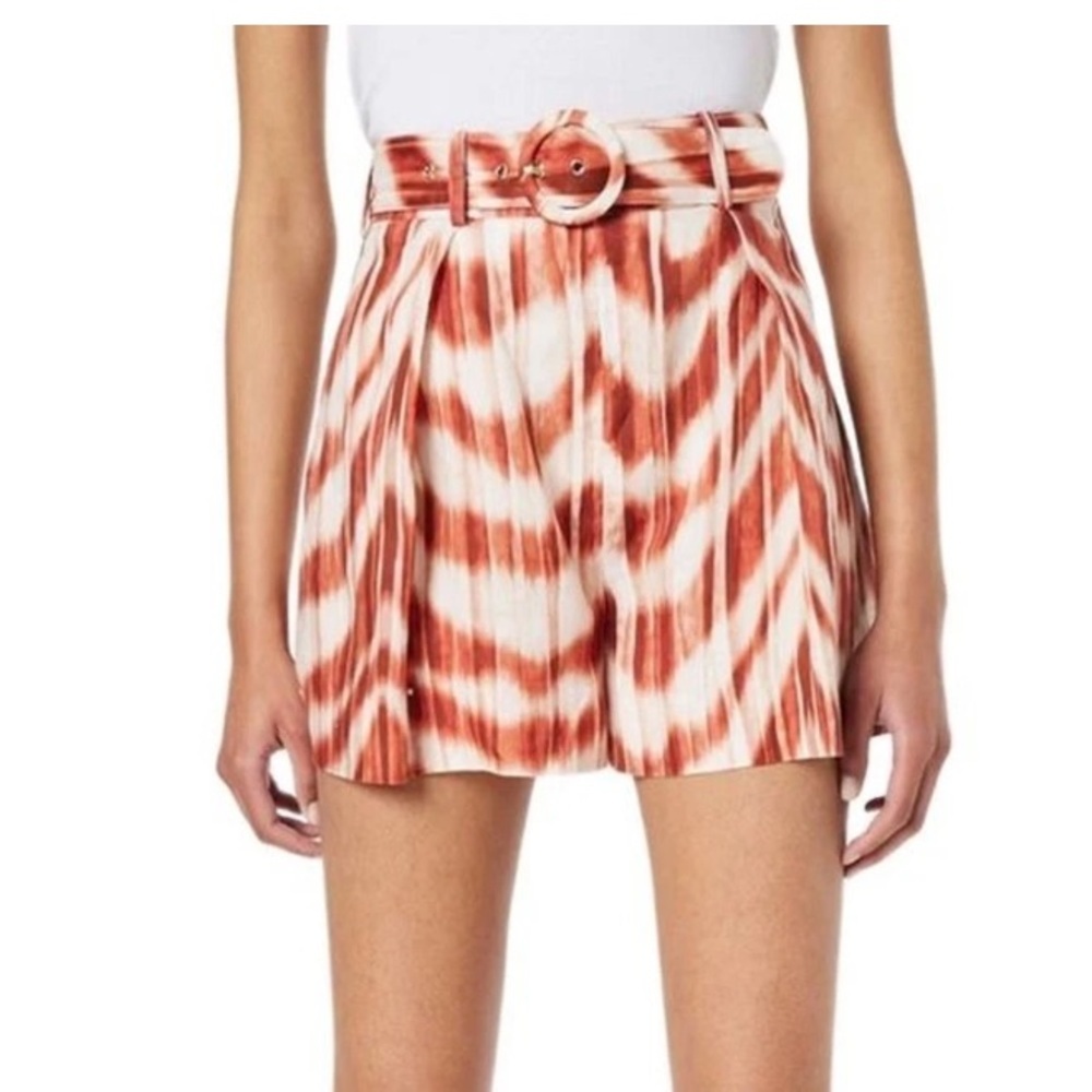 Banana Republic Meridian pleated belted High waist Linen Short tie dye size 0